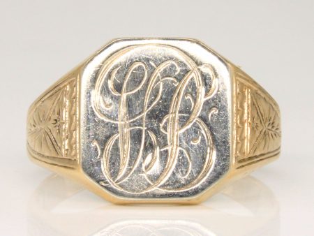 10k Two Tone Gold Initial Ring | SZ 7.75 | For Sale