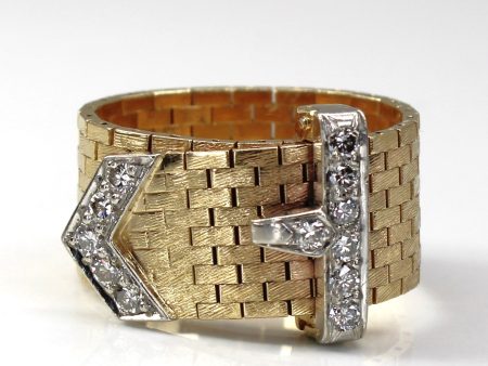 Diamond Buckle Gold Ring | 0.30ctw | SZ 7.75 | Hot on Sale